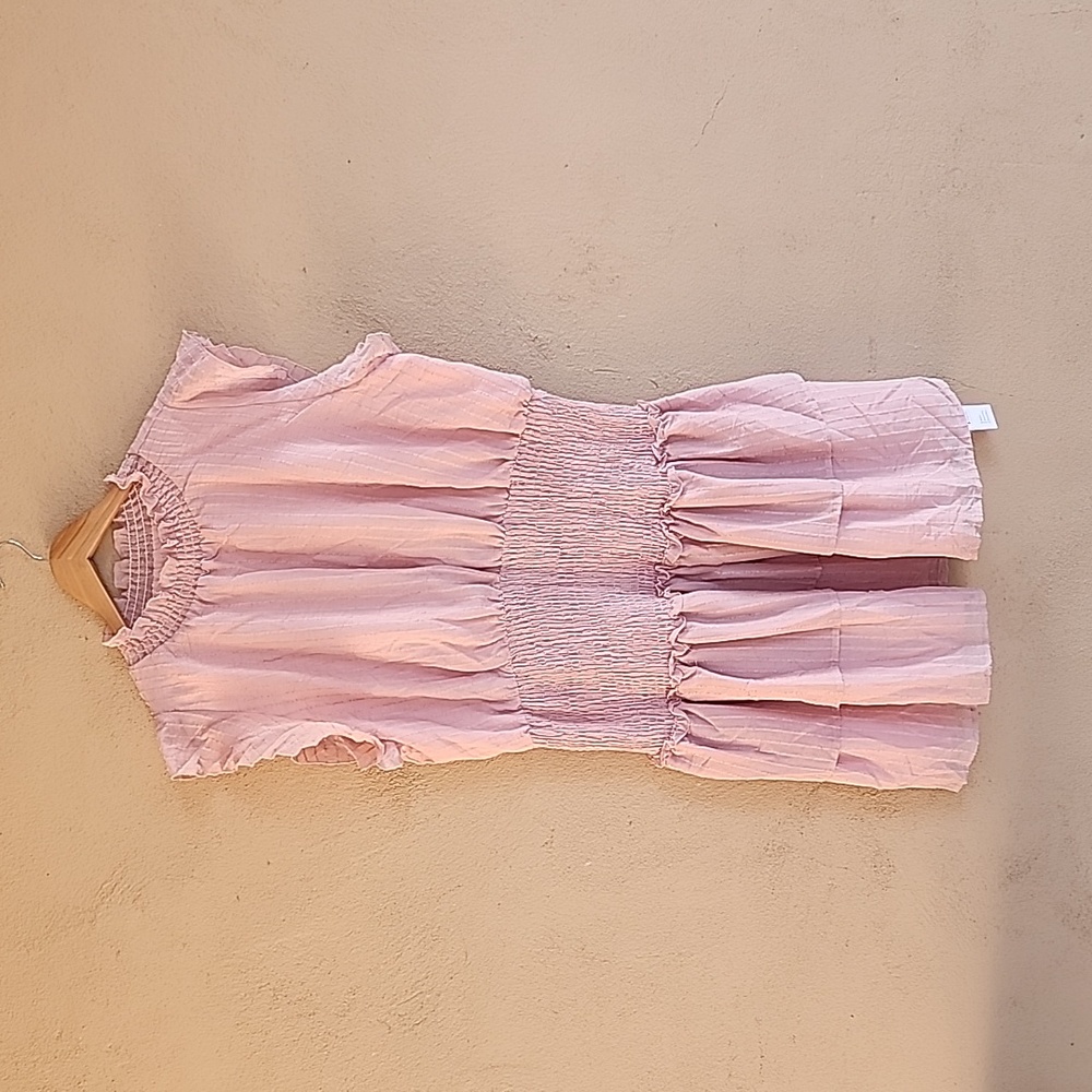 CUPSHE Delaney Smocked Ruffled Mini Dress XL Pink Cottagecore Coquette Tiered - Picture 3 of 14